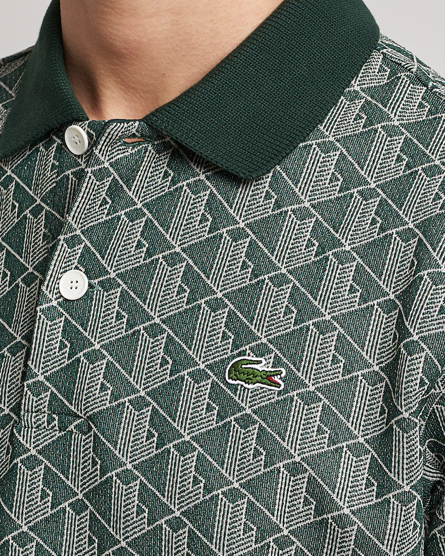 Herre | Pikéer | Lacoste | Classic Fit Monogram Polo Green/Wood Shaving