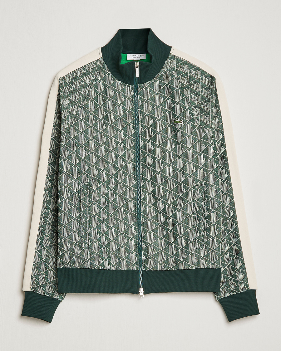 Herre | Gensere | Lacoste | Monogram Zip Sweatshirt Green/Wood Shaving