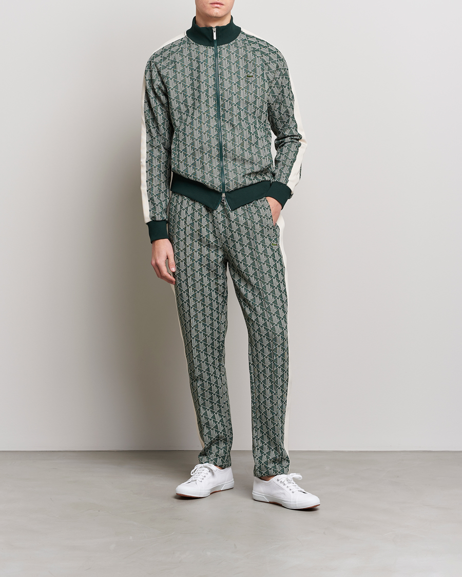 Herre | Gensere | Lacoste | Monogram Zip Sweatshirt Green/Wood Shaving