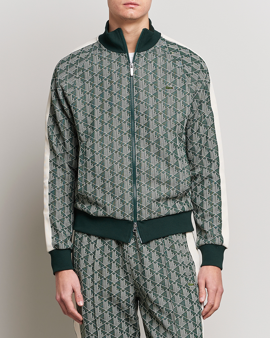 Herre | Gensere | Lacoste | Monogram Zip Sweatshirt Green/Wood Shaving