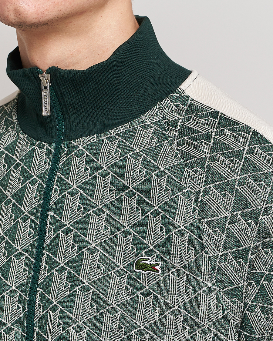 Herre | Gensere | Lacoste | Monogram Zip Sweatshirt Green/Wood Shaving