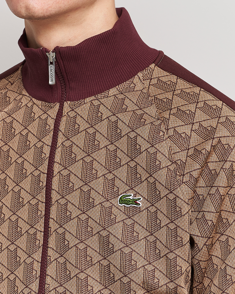 Herre | Gensere | Lacoste | Monogram Zip Sweatshirt Viennese/Expresso