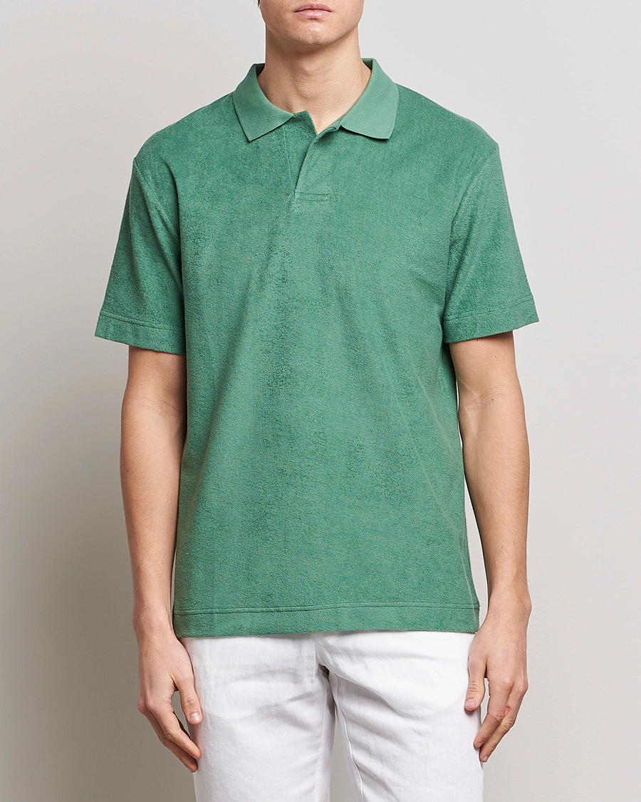 Herre | Terry | Sunspel | Towelling Polo Shirt Thyme Green