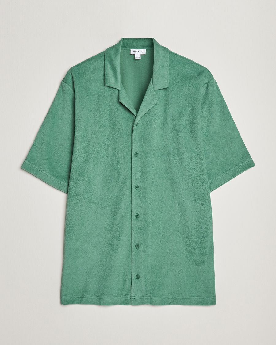 Herre |  | Sunspel | Towelling Camp Collar Shirt Thyme Green