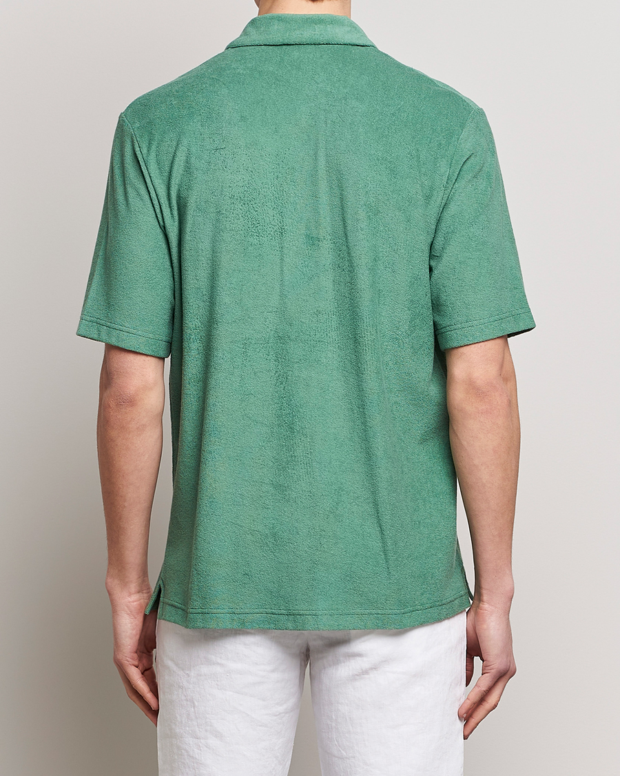 Herre | Skjorter | Sunspel | Towelling Camp Collar Shirt Thyme Green