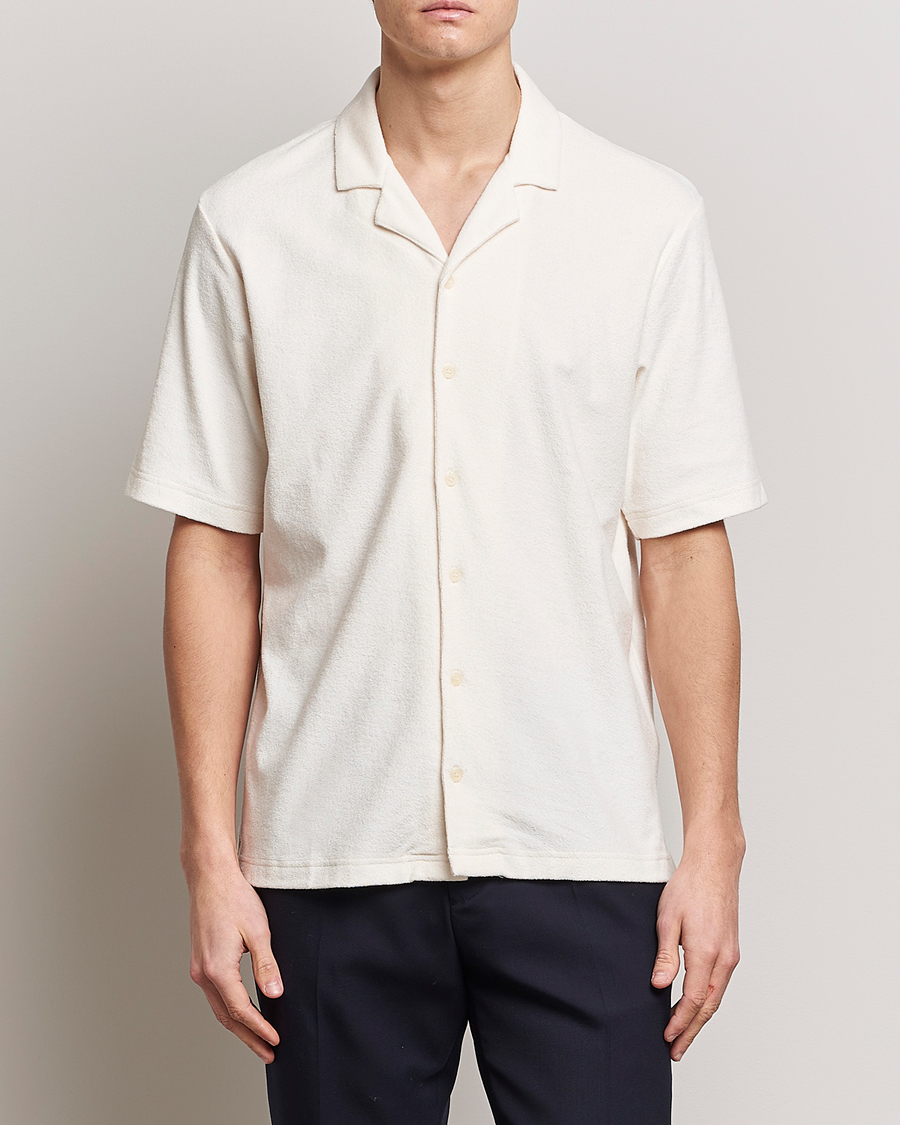 Herre | Kortermede skjorter | Sunspel | Towelling Camp Collar Shirt Archive White