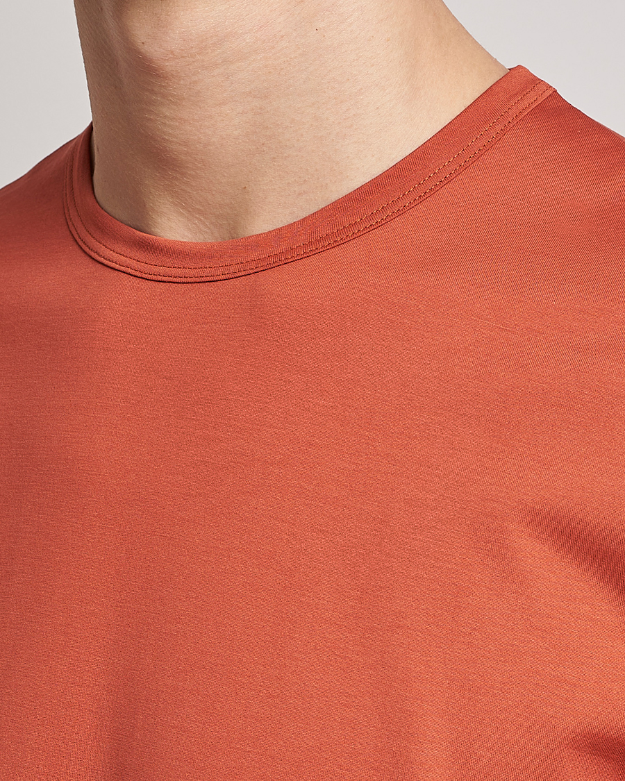 Herre | T-Shirts | Sunspel | Crew Neck Cotton Tee Burnt Sienna