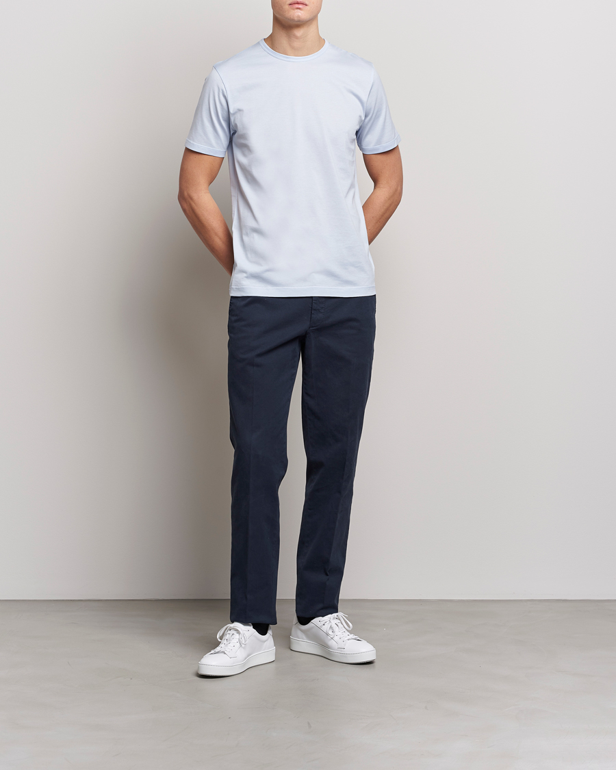 Herre | T-Shirts | Sunspel | Crew Neck Cotton Tee Pastel Blue