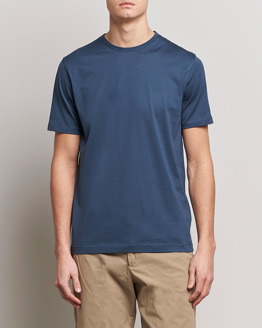 Herre |  | Sunspel | Crew Neck Cotton Tee Shale Blue
