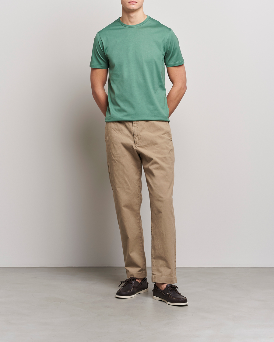 Herre | T-Shirts | Sunspel | Crew Neck Cotton Tee Thyme