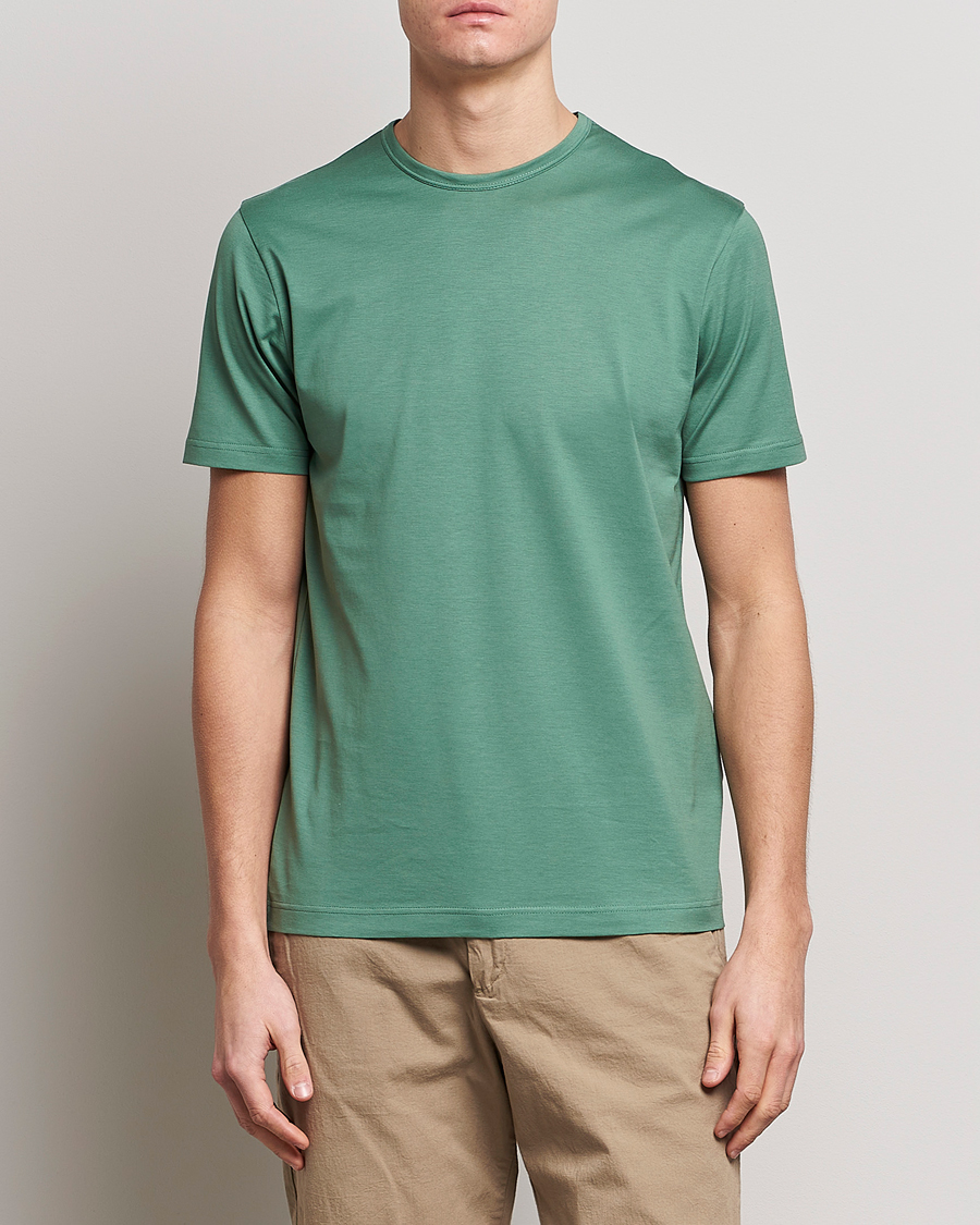 Herre | Kortermede t-shirts | Sunspel | Crew Neck Cotton Tee Thyme