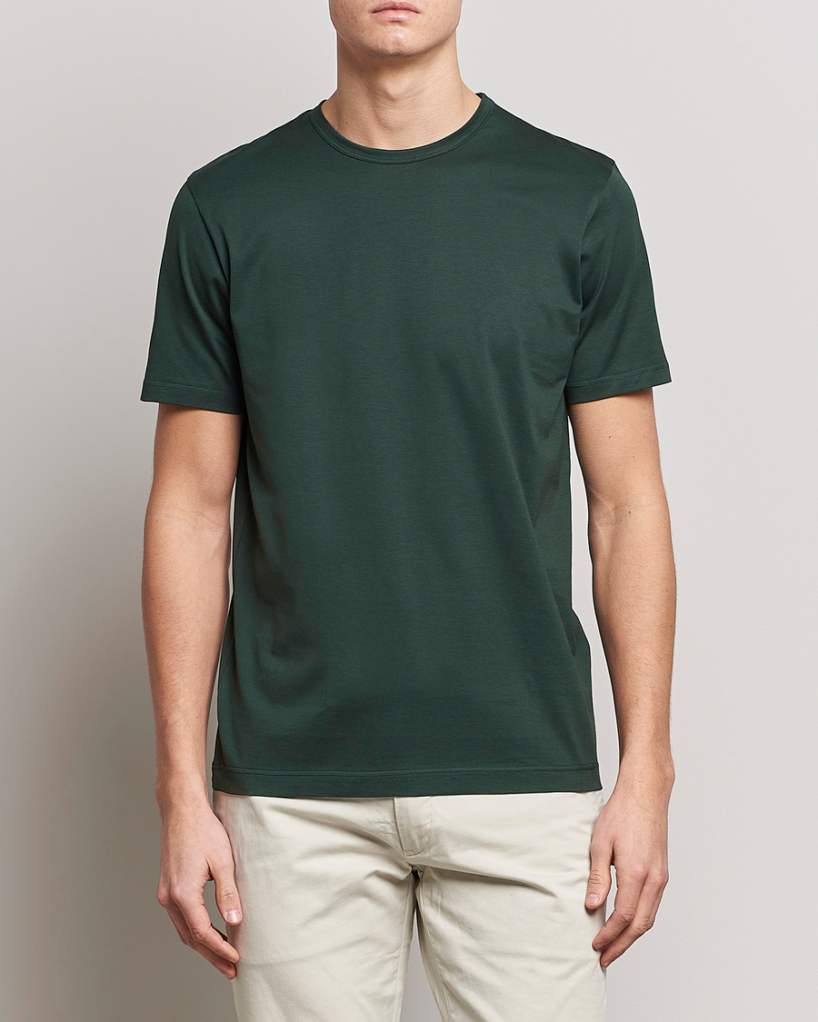 Herre | T-Shirts | Sunspel | Crew Neck Cotton Tee Seaweed