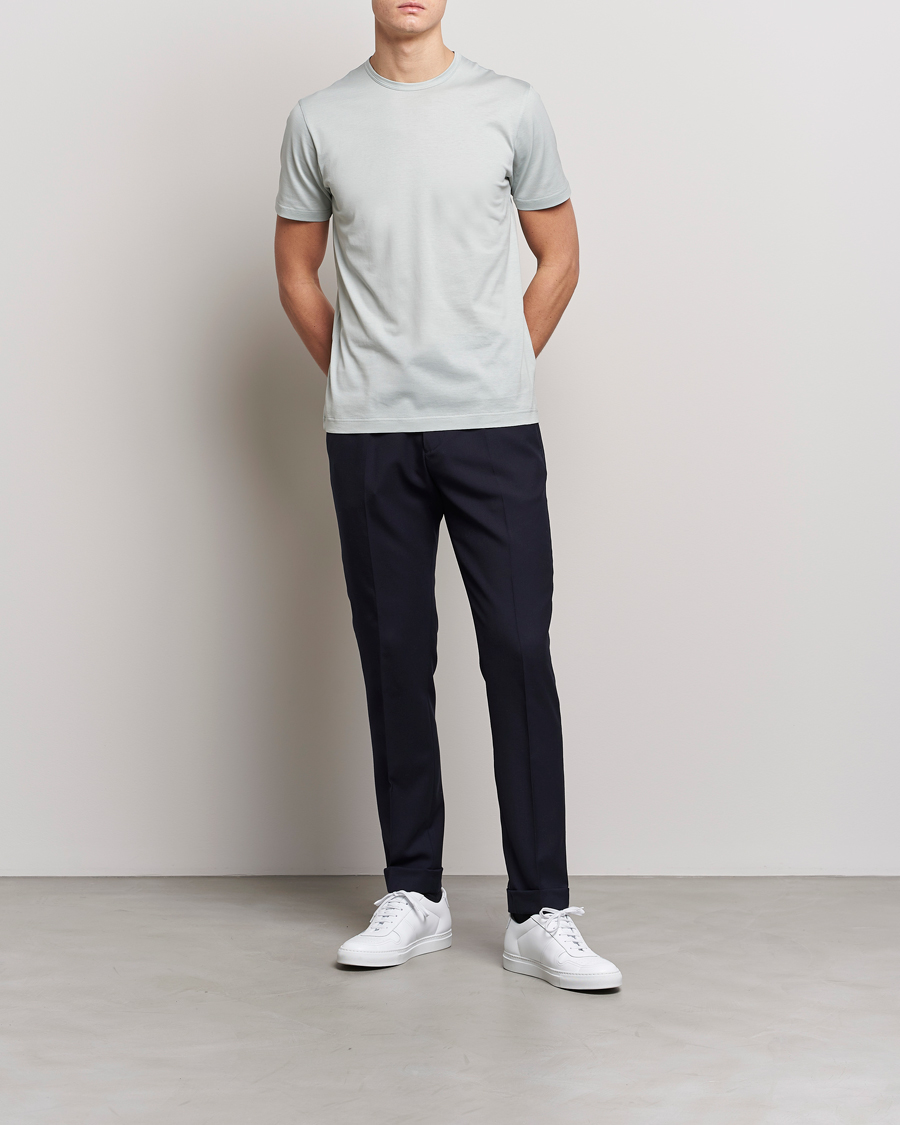 Herre | T-Shirts | Sunspel | Crew Neck Cotton Tee Laurel