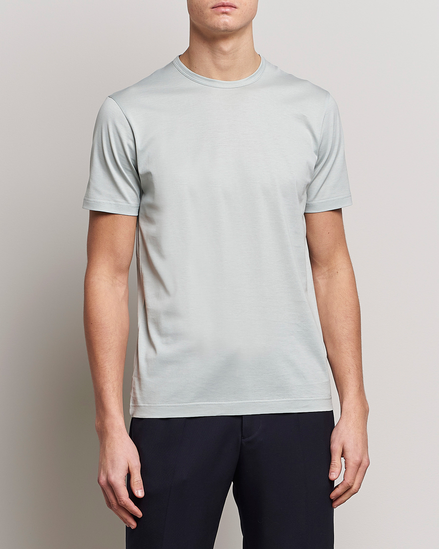 Herre | T-Shirts | Sunspel | Crew Neck Cotton Tee Laurel