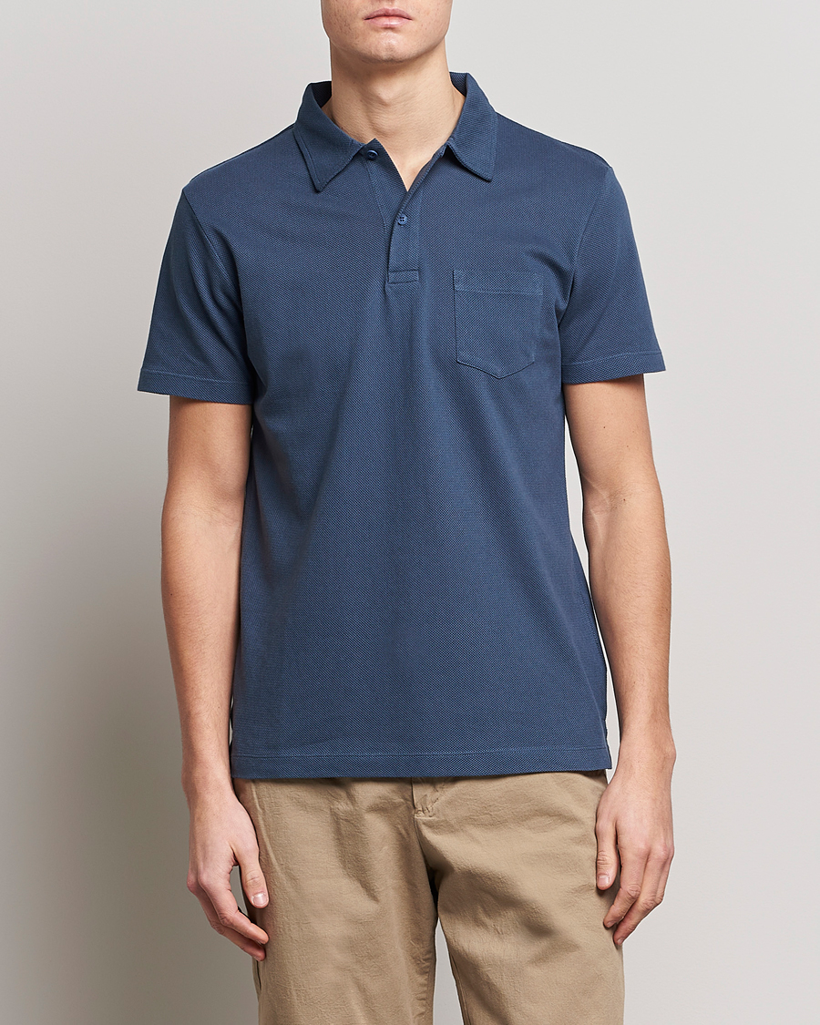 Herre | Kortermet piké | Sunspel | Riviera Polo Shirt Shale Blue