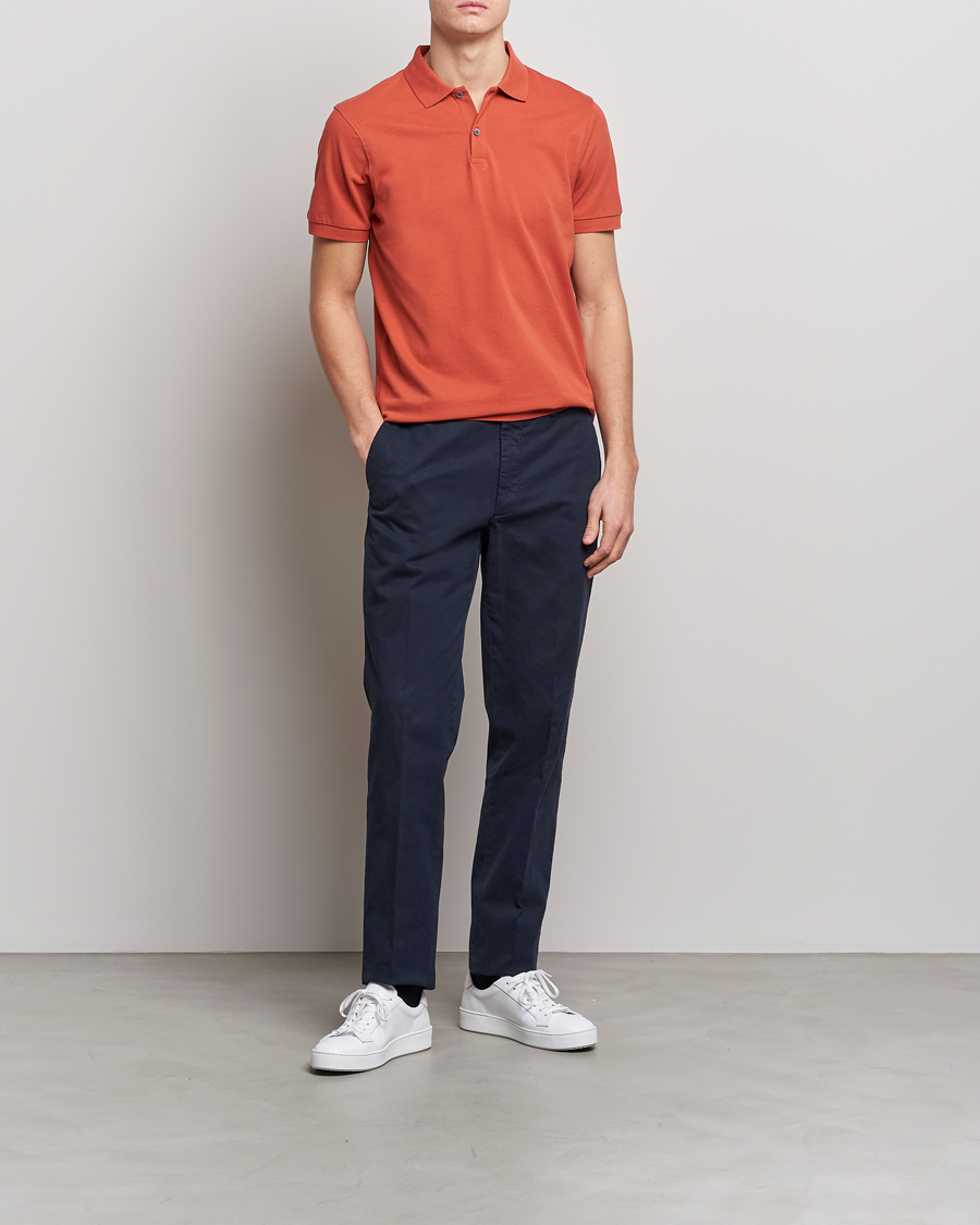 Herre | Pikéer | Sunspel | Short Sleeve Pique Polo Burnt Sienna