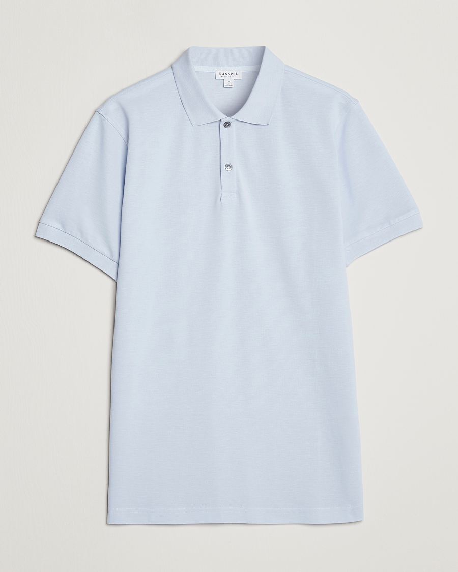 Herre | Pikéer | Sunspel | Short Sleeve Pique Polo Pastel Blue
