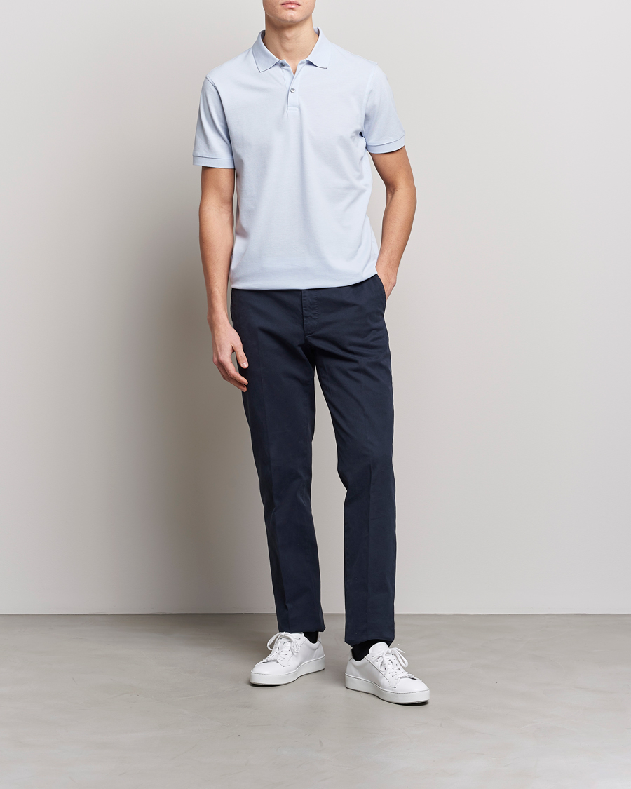 Herre | Pikéer | Sunspel | Short Sleeve Pique Polo Pastel Blue
