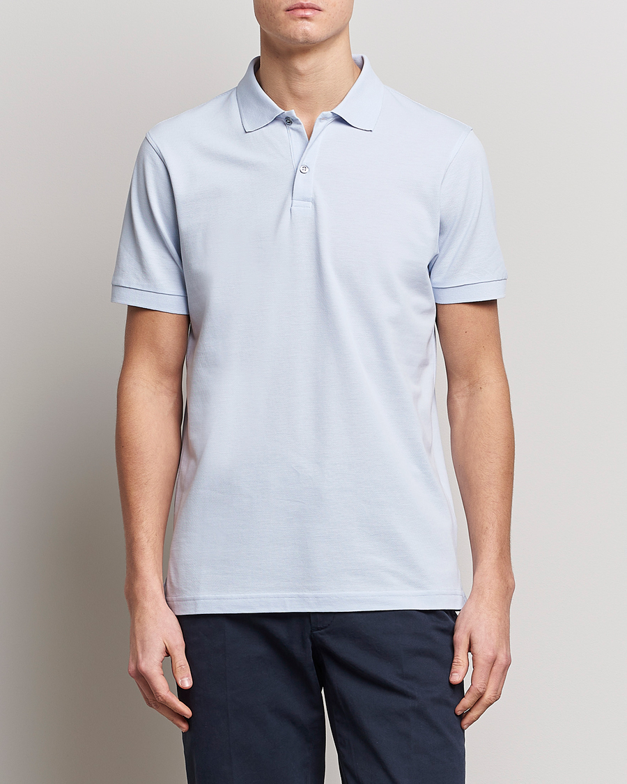 Herre | Pikéer | Sunspel | Short Sleeve Pique Polo Pastel Blue