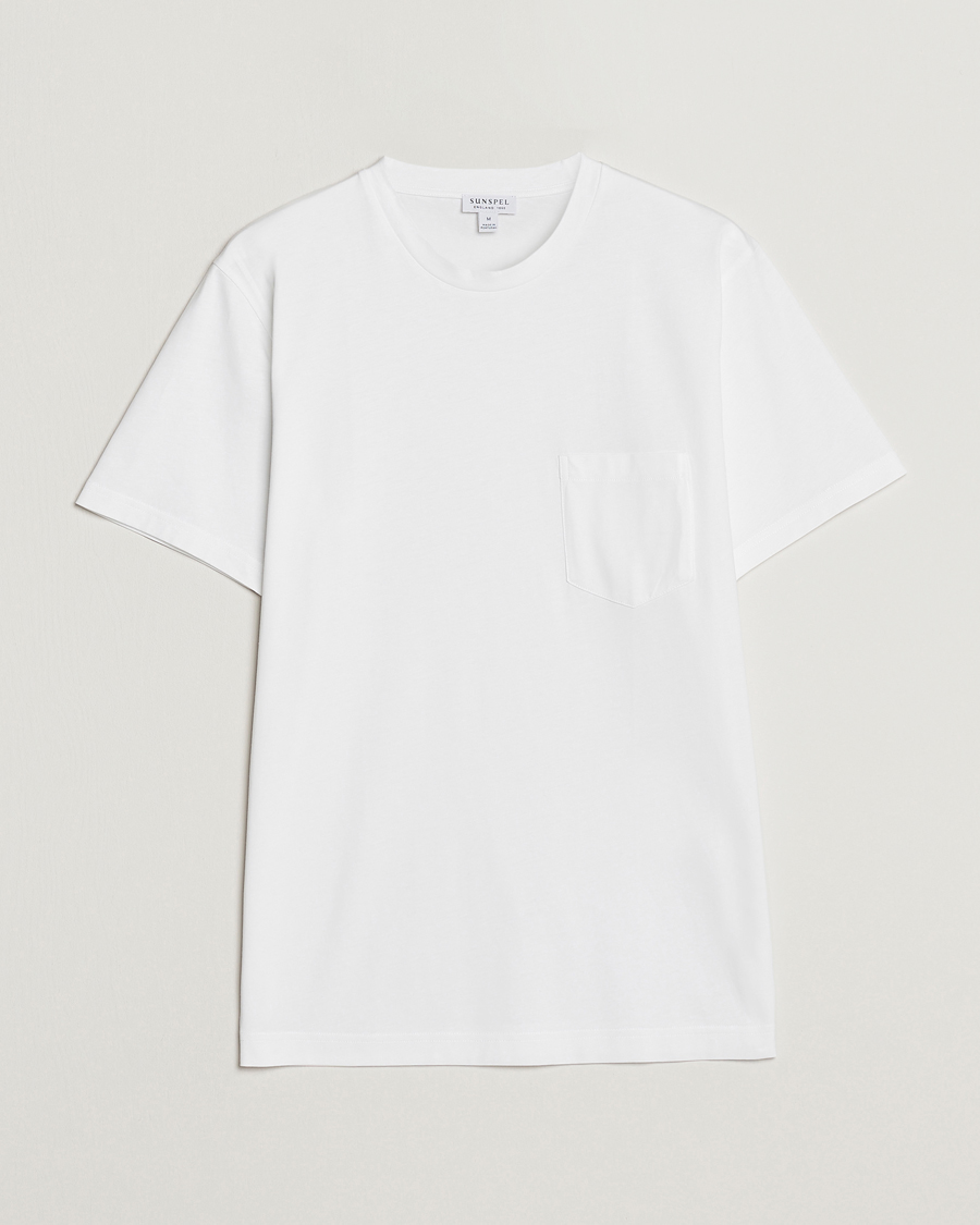 Herre | T-Shirts | Sunspel | Riviera Pocket Crew Neck T-Shirt White