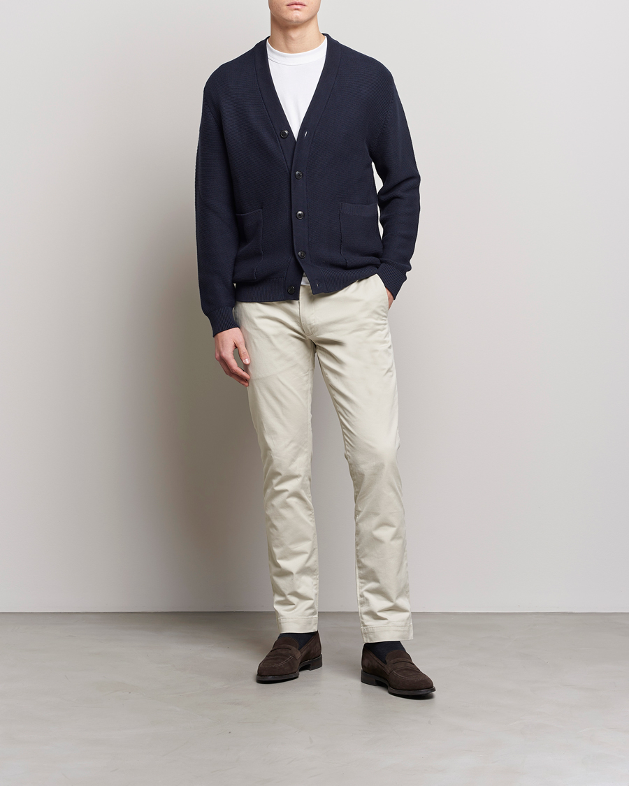 Herre | Gensere | Sunspel | Garter Cotton Knit Cardigan Navy