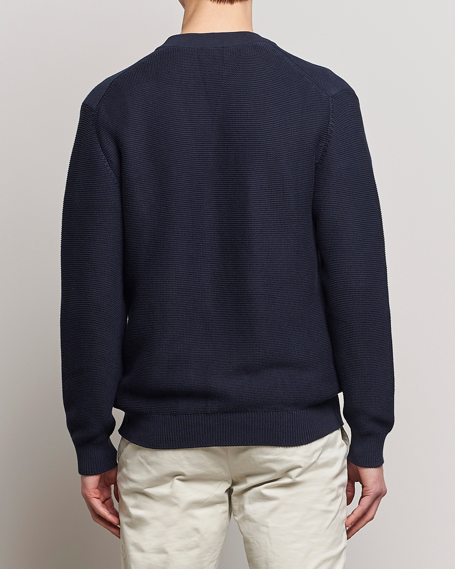 Herre | Gensere | Sunspel | Garter Cotton Knit Cardigan Navy