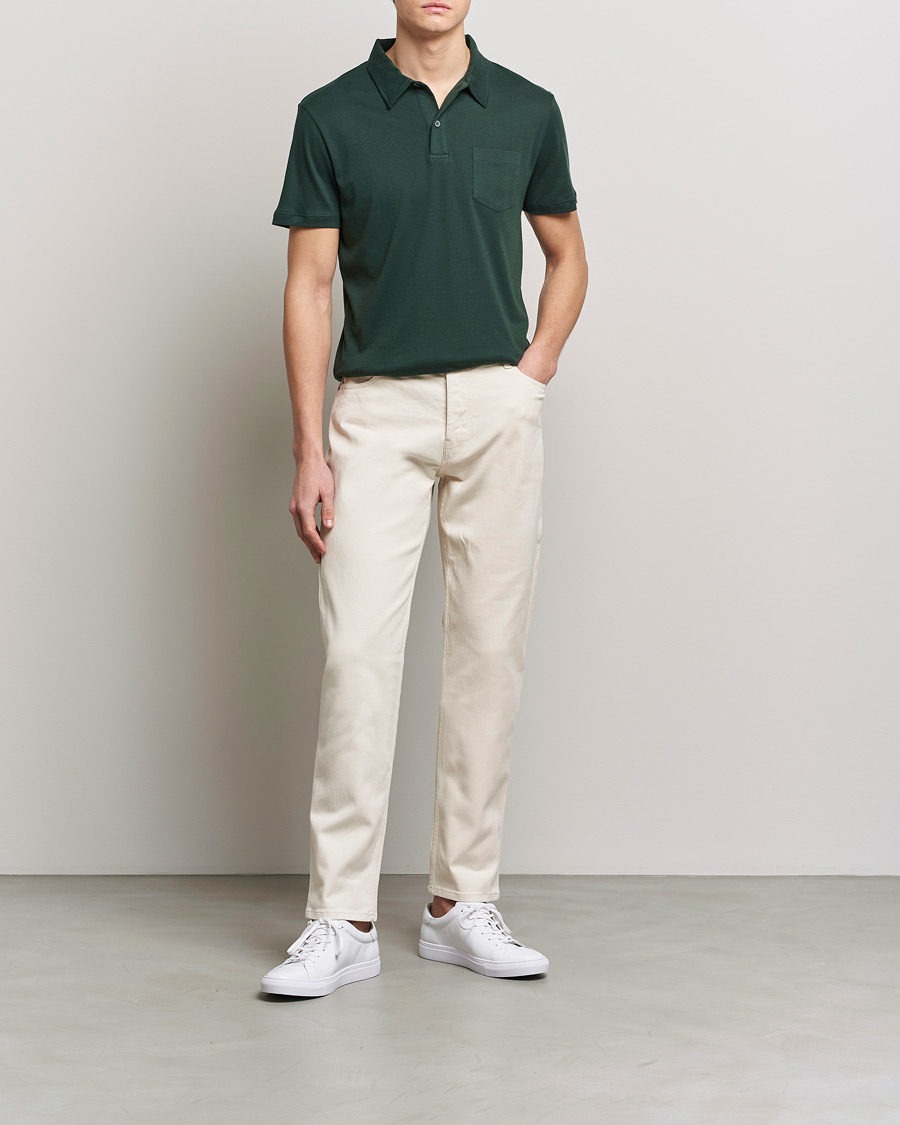 Herre | Pikéer | Sunspel | Sea Island Jersey Riviera Polo Seaweed