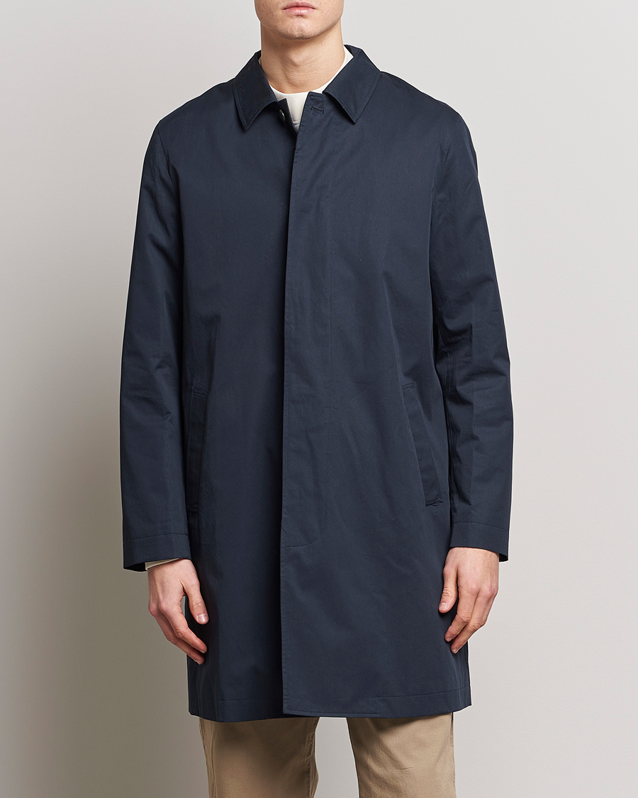 Herre | Høstjakker | Sunspel | Technical Cotton Mac Coat Navy