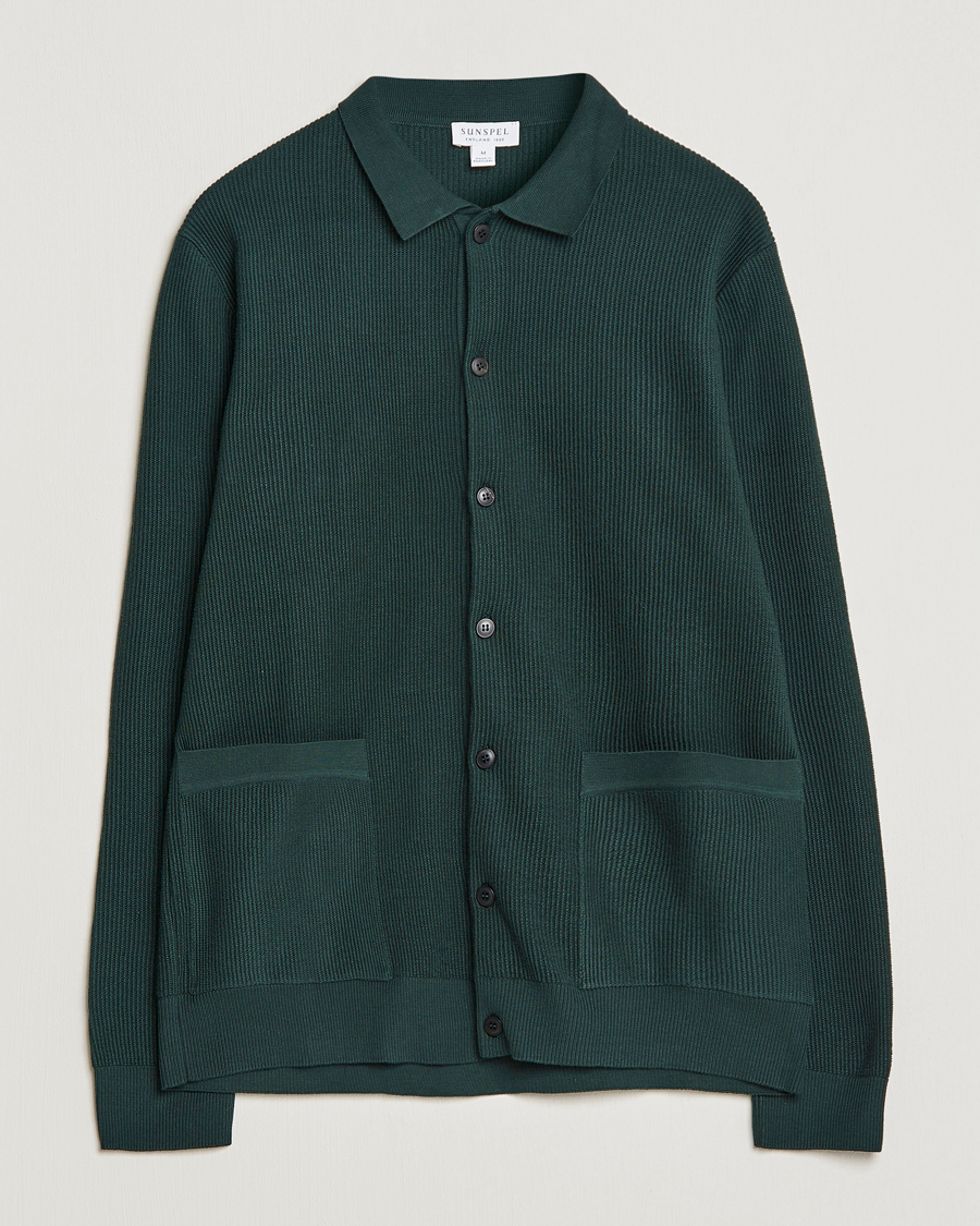 Herre | Gensere | Sunspel | Knitted Cotton Jacket Seaweed