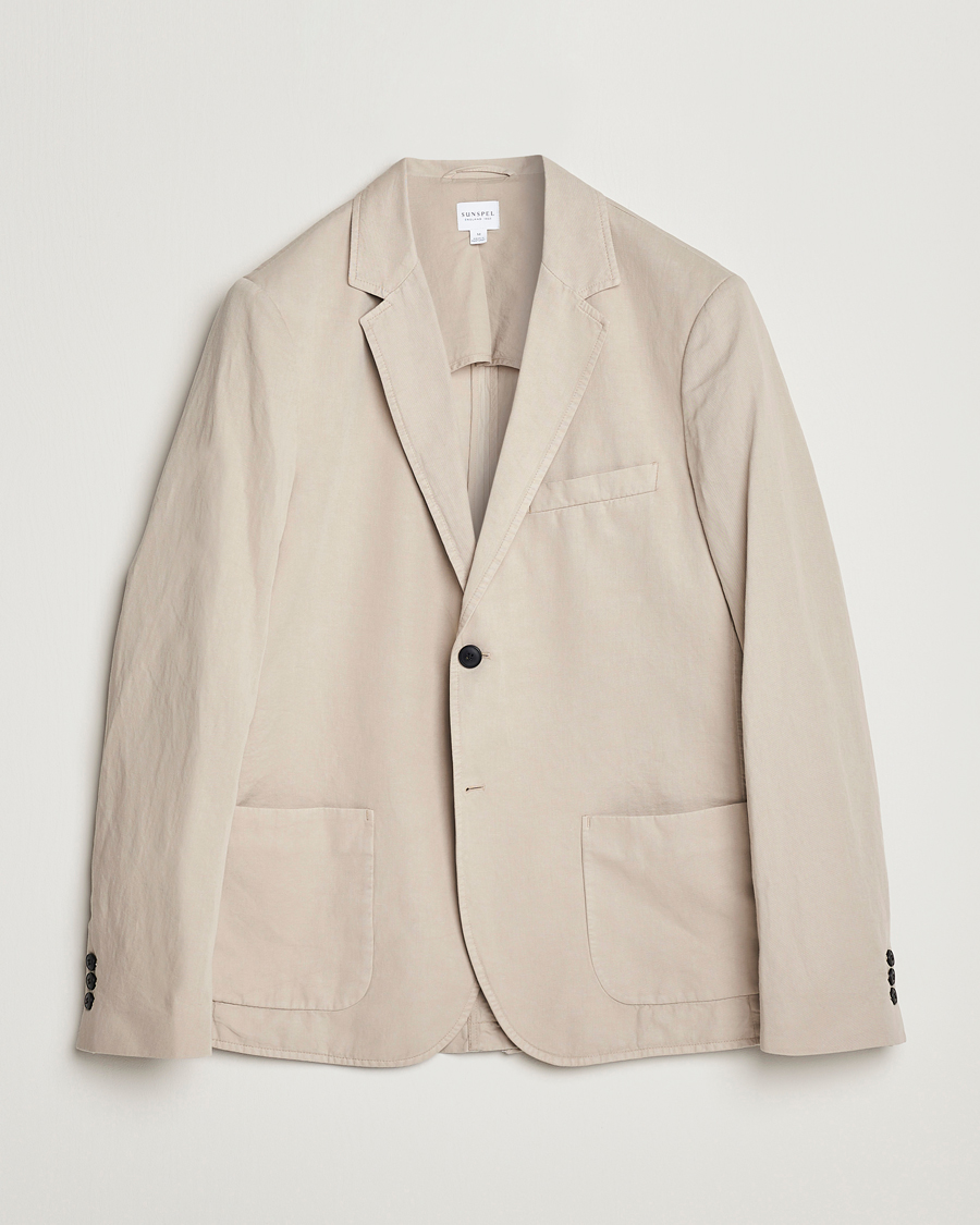 Herre | Dressjakker | Sunspel | Unconstructed Cotton/Linen Blazer Light Sand