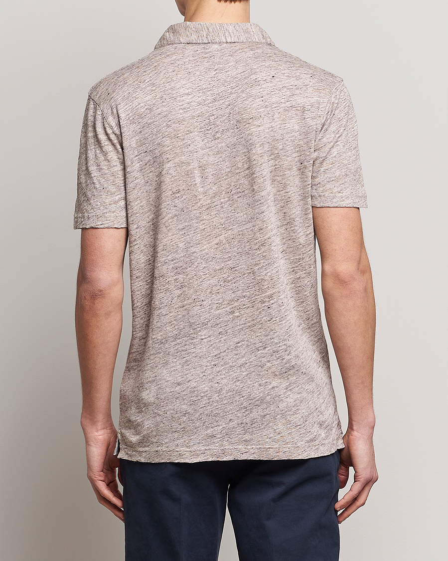 Herre | Pikéer | Sunspel | Linen Polo Shirt Oatmeal Melange