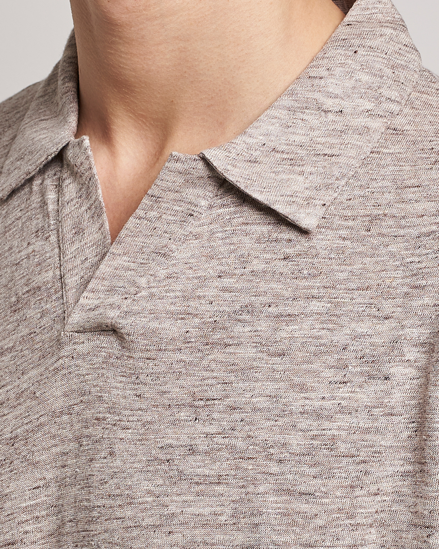 Herre | Pikéer | Sunspel | Linen Polo Shirt Oatmeal Melange