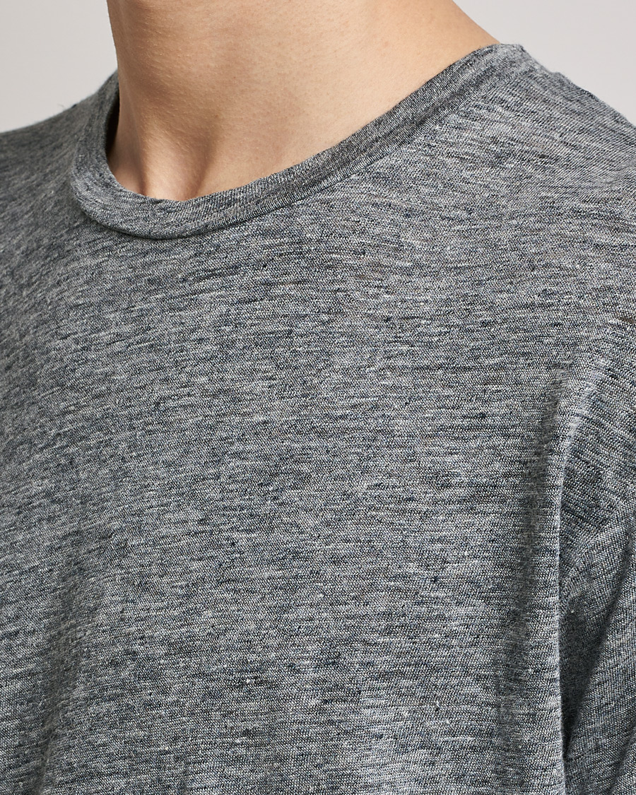Herre | T-Shirts | Sunspel | Linen T-Shirt Mid Grey Melange
