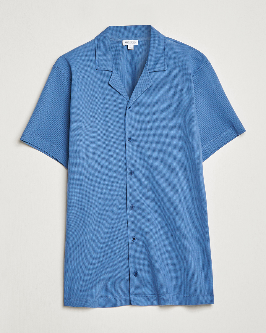 Herre | Pikéer | Sunspel | Riviera Resort Shirt Blue Stone