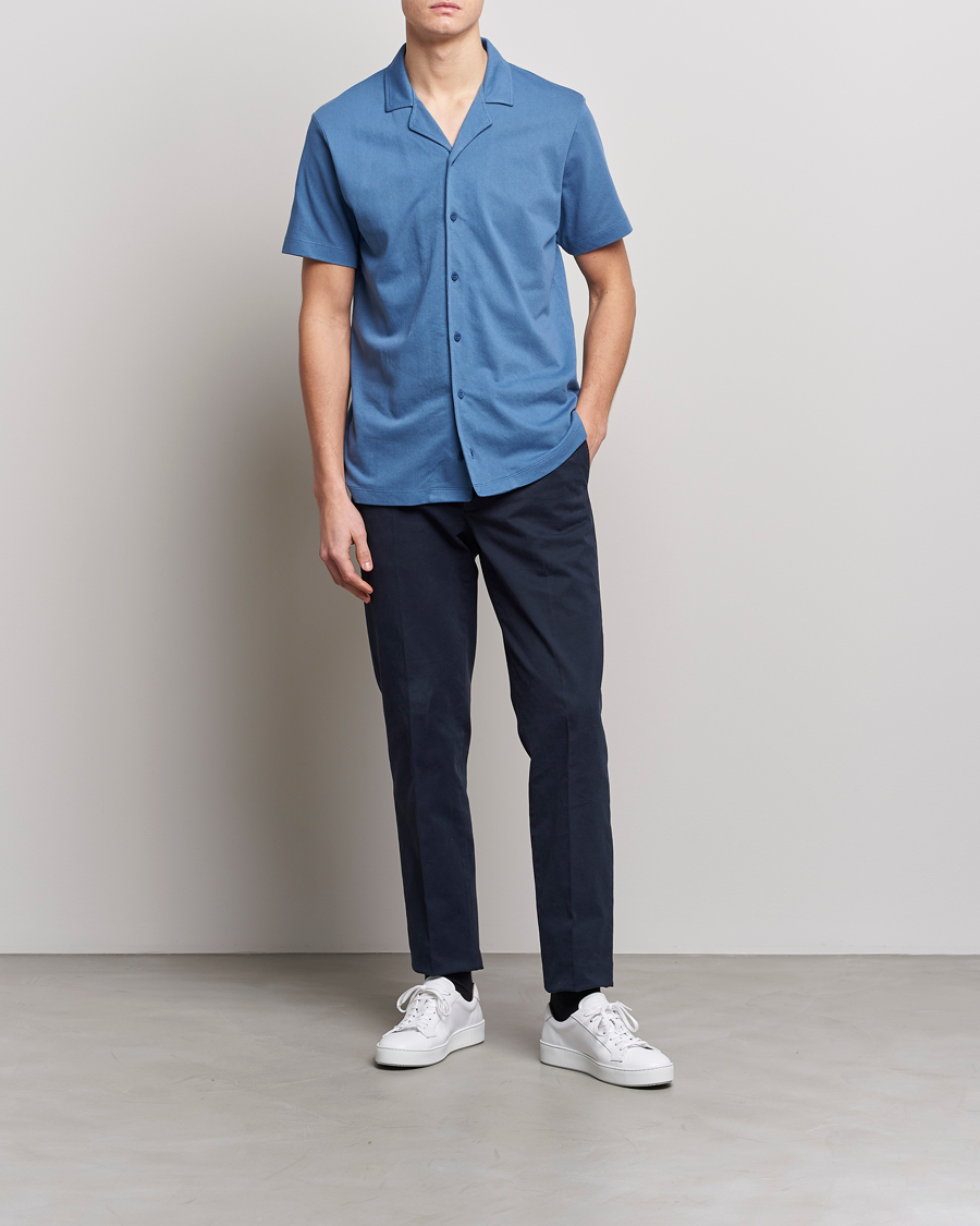 Herre | Pikéer | Sunspel | Riviera Resort Shirt Blue Stone