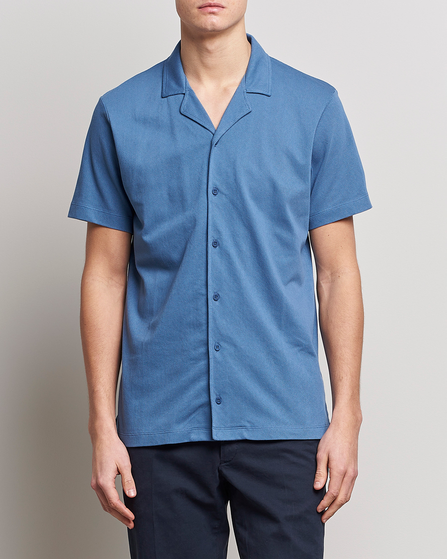 Herre | Pikéer | Sunspel | Riviera Resort Shirt Blue Stone