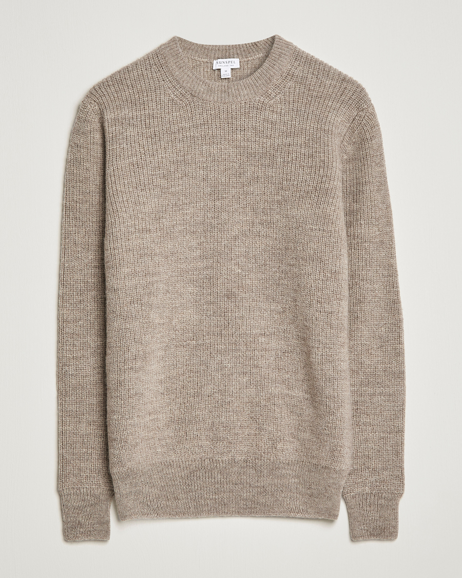 Herre | Gensere | Sunspel | Luxury British Wool Jumper Natural Oatmeal