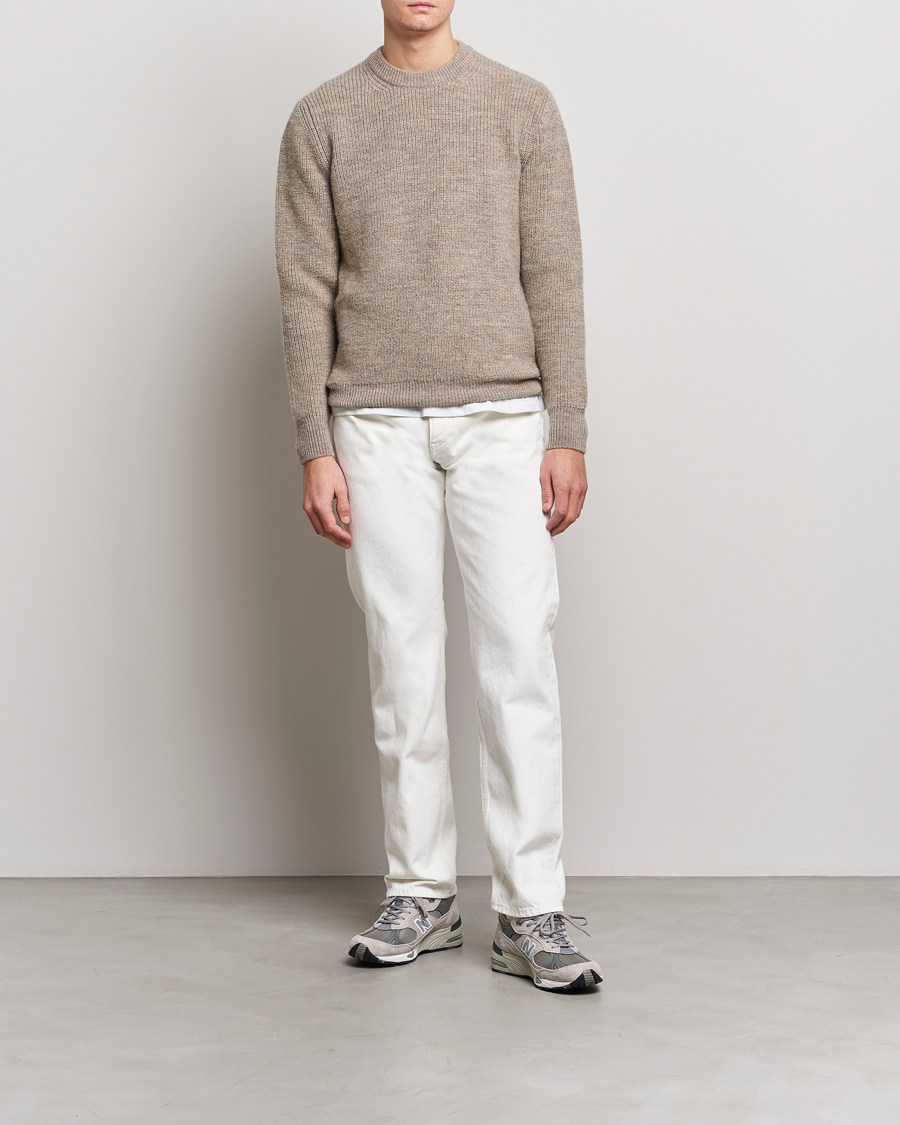 Herre | Gensere | Sunspel | Luxury British Wool Jumper Natural Oatmeal