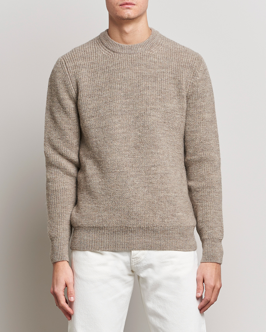 Herre | Gensere | Sunspel | Luxury British Wool Jumper Natural Oatmeal