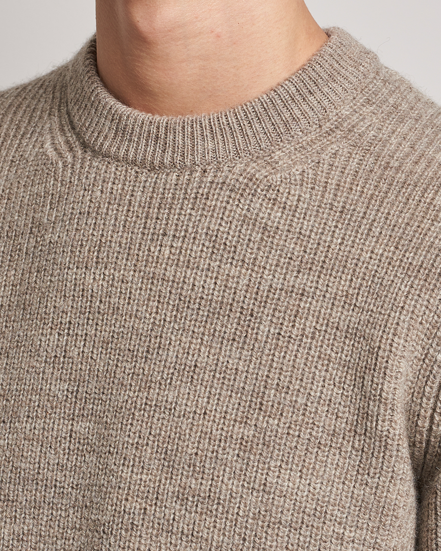 Herre | Gensere | Sunspel | Luxury British Wool Jumper Natural Oatmeal