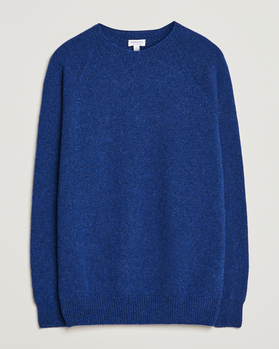 Herre | Gensere | Sunspel | Lambswool Crewneck Space Blue