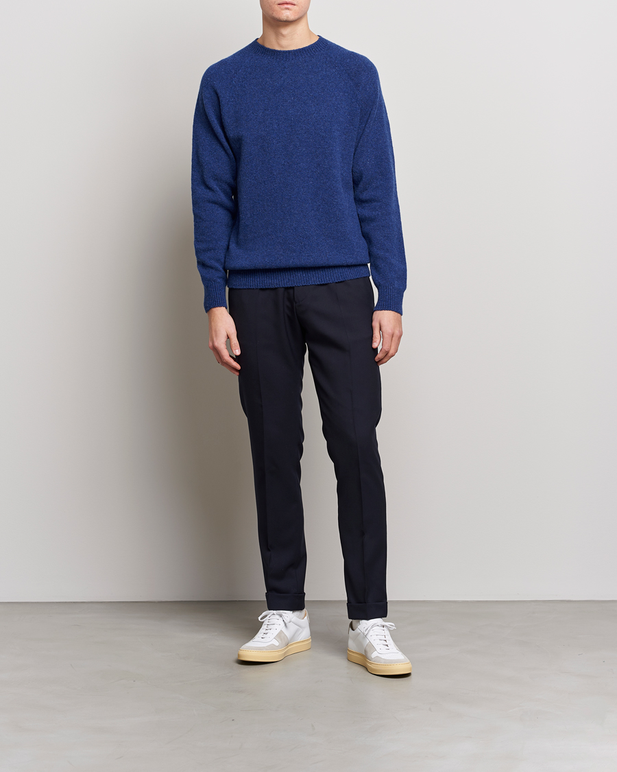 Herre | Gensere | Sunspel | Lambswool Crewneck Space Blue