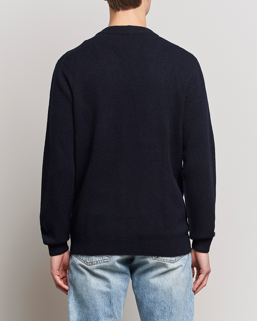 Herre | Gensere | Sunspel | Lambswool Cardigan Dark Navy Mouline