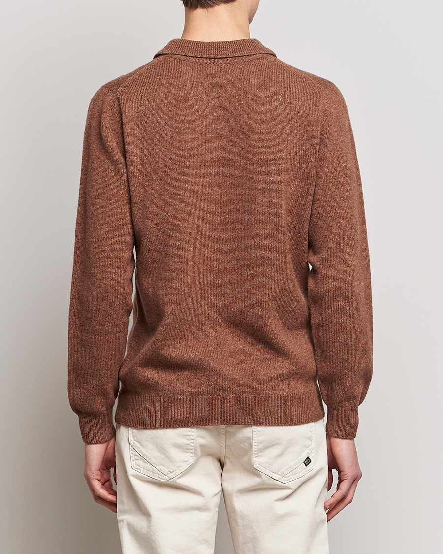 Herre | Gensere | Sunspel | Lambswool Poloshirt Pecan