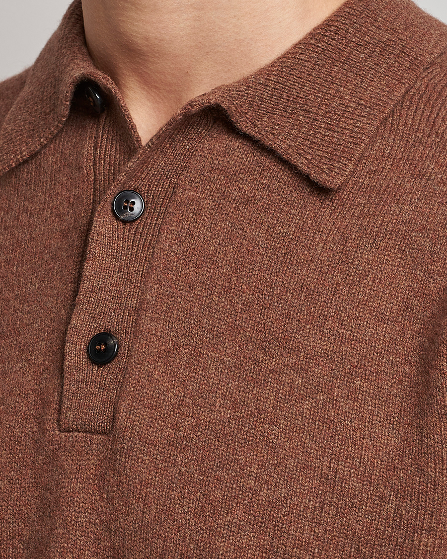 Herre | Gensere | Sunspel | Lambswool Poloshirt Pecan