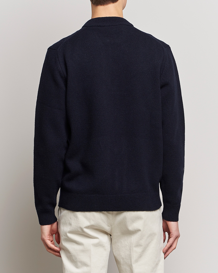 Herre | Jakker | Sunspel | Knitted Lambswool/Cashmere Bomber Jacket Navy