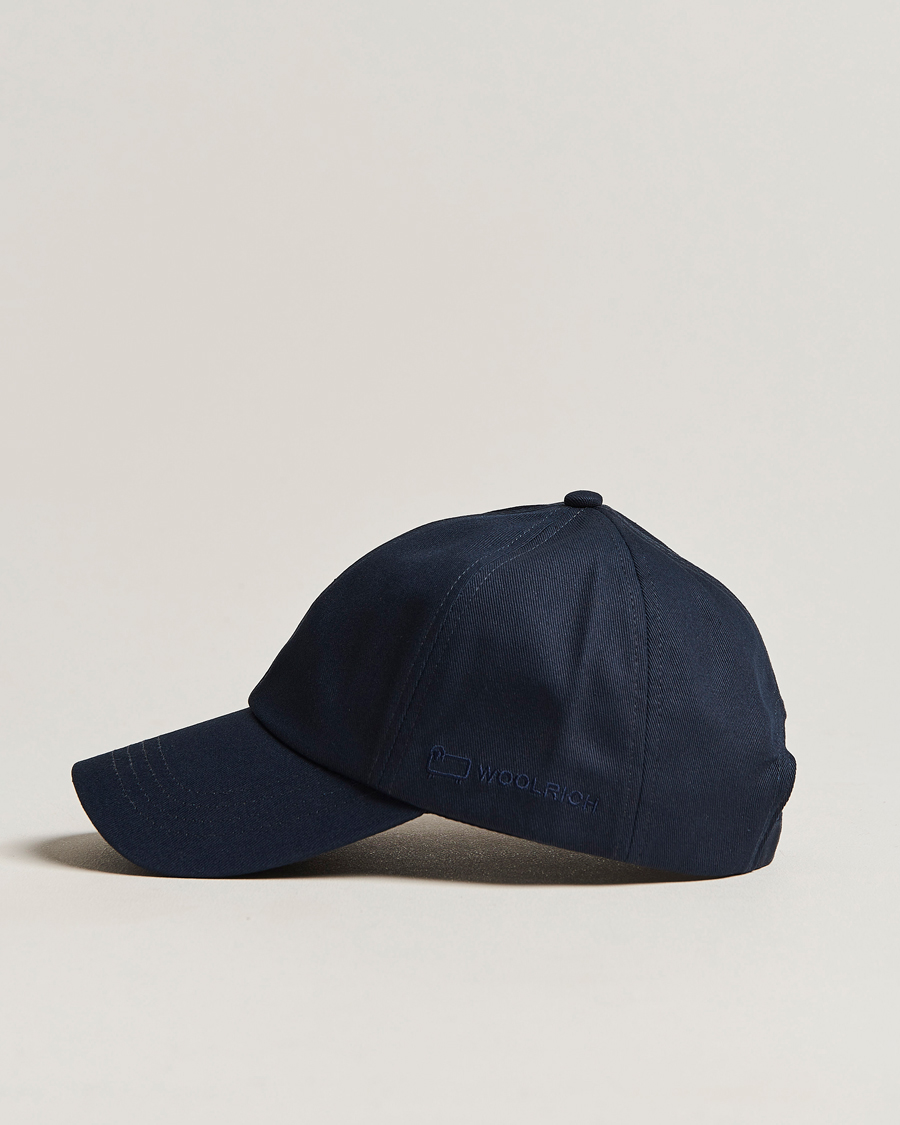 Herre | Woolrich Logo Baseball Cap Melton Blue | Woolrich | Logo Baseball Cap Melton Blue
