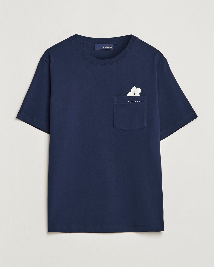 Herre | T-Shirts | Lardini | Fiore Tasca Printet Logo T-Shirt Navy