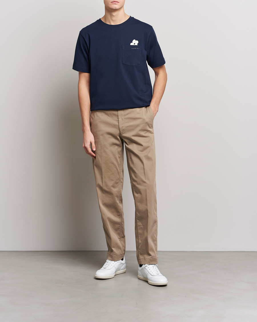 Herre | T-Shirts | Lardini | Fiore Tasca Printet Logo T-Shirt Navy