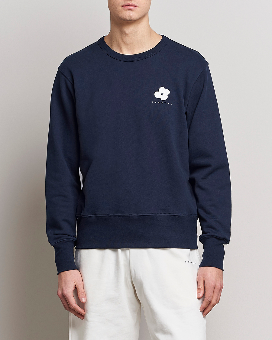 Herre | Lardini | Lardini | Cotton Embroidery Logo Sweatshirt Navy